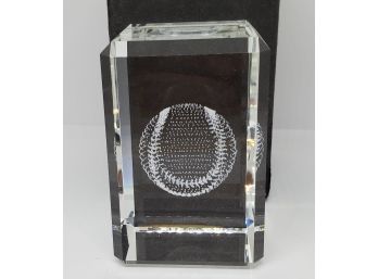 Baseball Crystal 3D Laser Etched Glass Paperweight