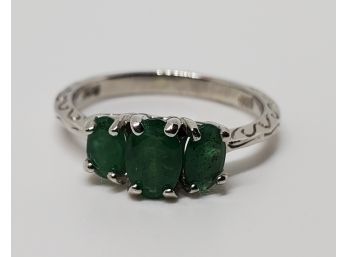 Zambian Emerald Ring In Platinum Over Sterling