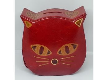 Vintage Leather Cat Bank