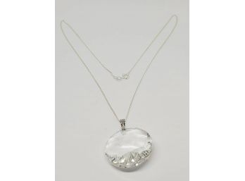 Sterling Silver Chain With Large Crystal Pendant