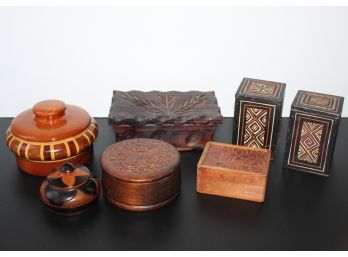 Assortment Of Carved Wooden Boxes