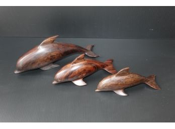 Hand Carved Rosewood Whales