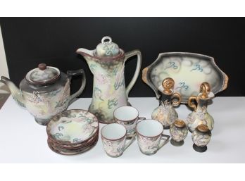 Amazing Porcelain Oriental Coffee & Tea Set