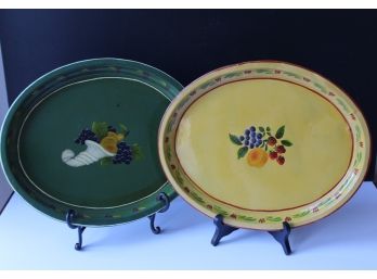 Pair Of Hand Painted Fruit Trays (2)