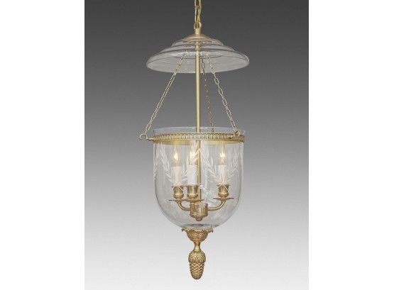 Bell Jar Lantern Pendant Light With Etched Leaves And Stars