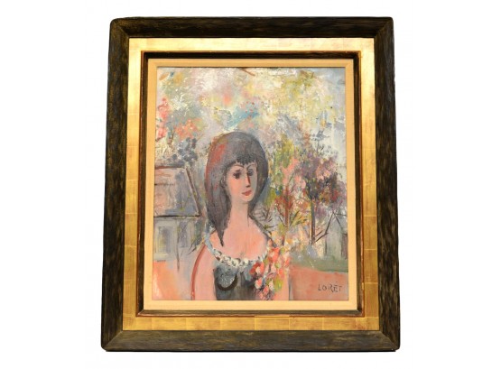 Signed 'Loret' Otto Botto (Swiss, 1903-1968) Oil On Masonite Painting - Portrait Of A Young Woman