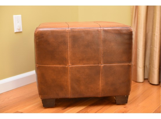 Lillian August Leather Cube Ottoman (RETAIL $675)