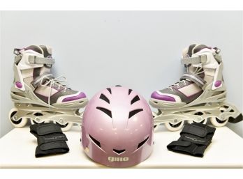 Roller Derby Elite Series Q60 Rollerblades (Size 9) + Pro Tec Wrist Guards And Giro Helmut