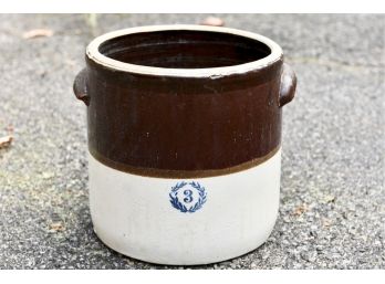 Antique Stoneware Salt Glazed 3 Gallon Crock