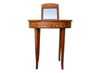 Sarreid Oval Vintage Hand Painted Vanity Table With Mirror