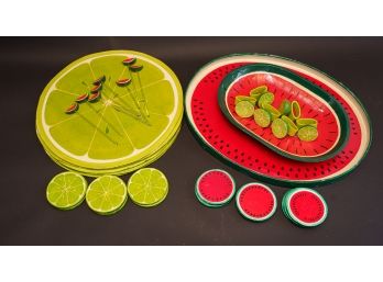 Traditional Mexican Lime & Watermelon Themed Papier Mache Tableware