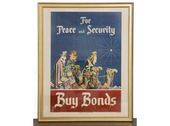 Original American WWII Bonds Poster ‘For Peace And Security-Buy Bonds’, 1945