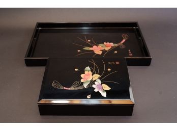 Japanese Lacquerware Box & Tray Set