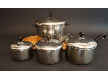 Stainless Steel Cookware Set & Wooden Carving Board