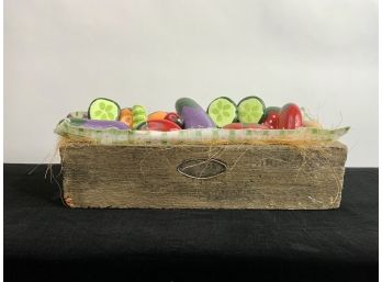 Rustic Wooden Box With Handpainted Fruits