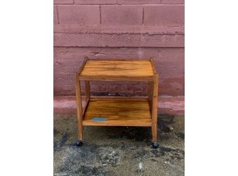 Wooden Rolling Cart With Shelf