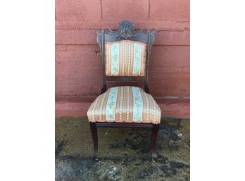 Antique Side Chair Brocade Seat And Back