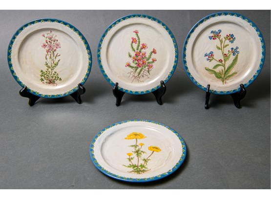 Four Danish Pottery Floral Plates