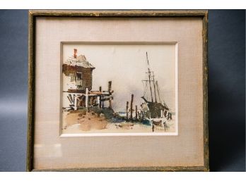 Framed Watercolor Of Nova Scotia By JA Neff