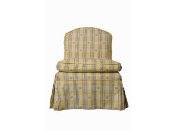Atractive Boudoir Chair In A Yellow & Blue Plaid