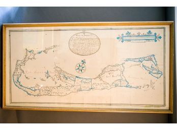 Vintage Framed Map Of Bermuda