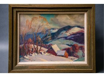 Rustic Wooden Frame Signed Oil Painting