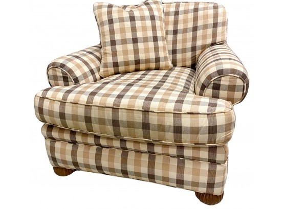 Comfy Brown Buffalo Check Upholstered Club Chair By Christman's Of Darien
