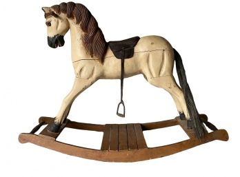 Primitive Late 1800's Antique Wooden Rocking Horse