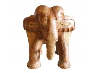 Hand Carved Wooden Elephant Step Stool