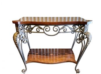 Wrought Iron And Wood Console Table