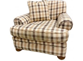Comfy Brown Buffalo Check Upholstered Club Chair By Christman's Of Darien
