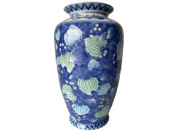 Hand Painted Glazed Ceramic Vase 10.5'H