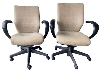 Pair Of Adjustable Swivel Office Desk Chairs