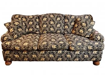 Black Elephant Damask Upholstered Sofa From Chrsitman's Of Darien