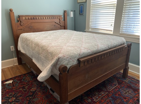 Antique Victorian Full Sized Bed In Dry Finish
