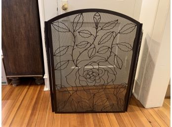 Heavy Fireplace Screen With Rose Scroll Work