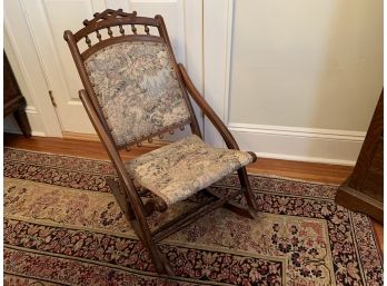 Folding Eastlake Victorian Ladies Rocker With Tapestry Seat And Back
