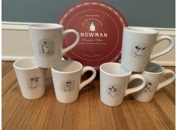 Set Of Six Assorted William Sonoma Snowman Decorative Mugs, New In Box