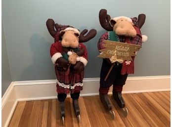 'Merry Chrismoose' Plush Moose Couple On Skates