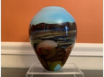 Beautiful Signed Glass Studio Made Vase
