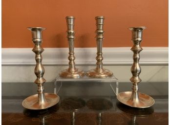 Two Pair Of Brass 'Travel' Candlesticks