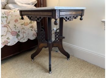 Eastlake Style Victorian Marble Topped Side Table