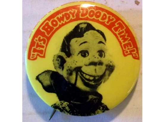 Vintage 1.75 Inch Metal Howdy Doody Red And Yellow Celluloid Pin-Back Button