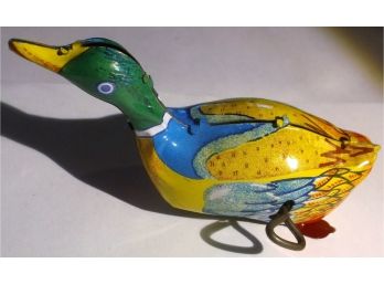 Tin Litho Wind-up Swimming Duck Japan
