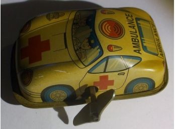 Vintage Tin Litho Wind-Up Ambulance