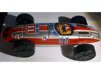 Tin Litho Race Car No. 11 With Plastic Wheels