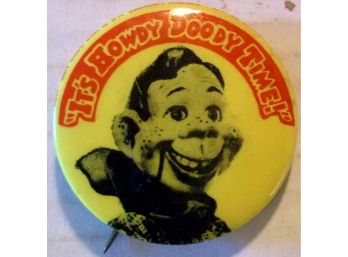Vintage 1.75 Inch Metal Howdy Doody Red And Yellow Celluloid Pin-Back Button