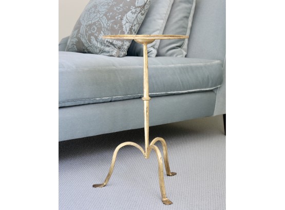 Gold Gild Hand Crafted Metal Accent Table With Lipped Trim