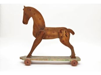 Antique Hand Crafted Wooden Small Toy Horse