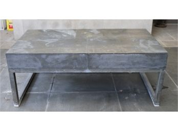 Hand Crafted Gray Indian Metal & Wood Coffee Table